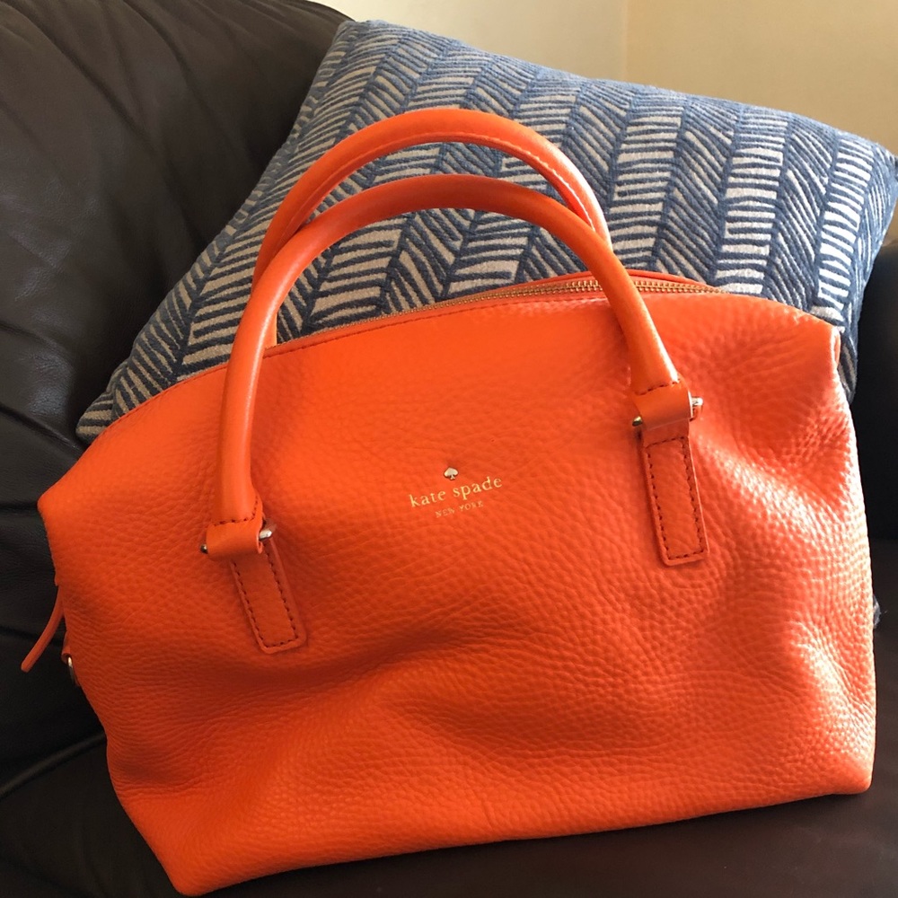 kate spade bright orange leather handbag